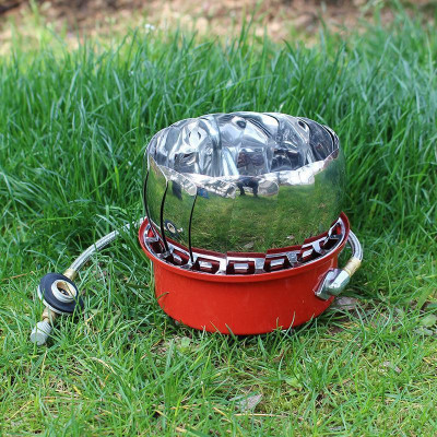 Bếp Gas Mini Du Lịch Xếp Gọn Có Dây Và Vòng Chắn Gió