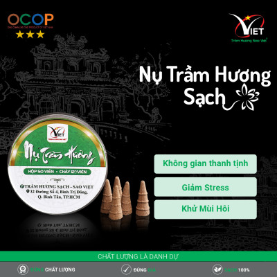 Nụ trầm hương sạch - Sao Việt - ít khói - cháy 12 phút - hương thơm thanh khiết dịu nhẹ, khử uế, thanh lọc