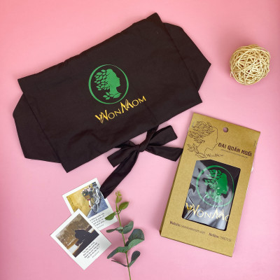 Đai quấn muối vải cotton siêu bền, có dây kéo, dùng đựng muối quấn bụng Wonmom