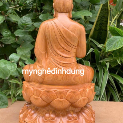 Tượng phật liên hoa bằng gỗ bách xanh thơm nức cao 30x17x14cm 