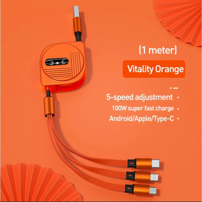 Dây Cáp Sạc nhanh 6A 100W 3 Trong 1 Rút Được gọn tiện lợi Cho Huawei Honor Xiaomi Samsung - miếng lót chuột