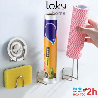 Giá Inox, Móc Inox Treo Gài Cuộn Giấy Vệ Sinh Lõi Rỗng, Móc Treo Đồ Dính Tường Đa Năng, Móc Inox Dán Tường. Takyhome 4085