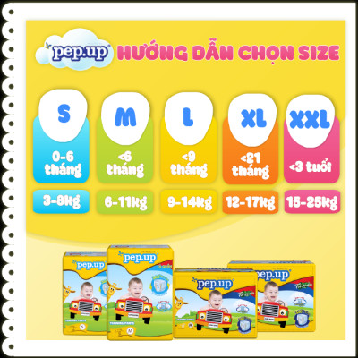 Combo 4 Gói Tã/Bỉm Quần Em Bé Pep.up Extra Dry Siêu Mềm Mại, Siêu Khô Thoáng, Kháng Khuẩn Size S (11 Miếng/Gói)