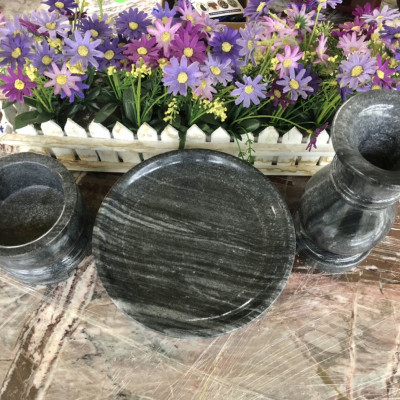 Bộ đồ thờ cúng đá cẩm thạch vân đen