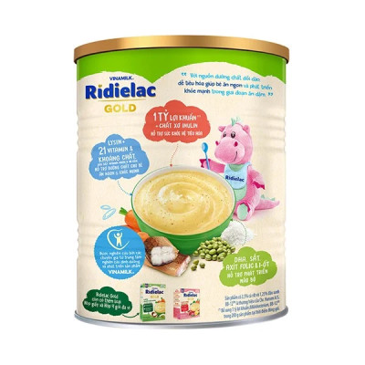 BỘT ĂN DẶM RIDIELAC GOLD LƯƠN CÀ RỐT ĐẬU XANH - HỘP THIẾC 350G