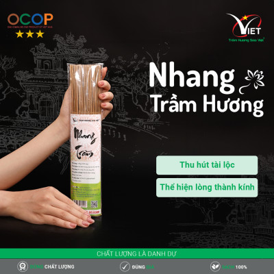 Nhang Trầm Hương Sao Việt - Thẻ 3 Tấc - 100 Cây - Cháy Lâu, Ít Khói Mùi Thơm Trang Nhã