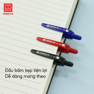 Hộp 12 Bút Semi Gel 0.7mm nét viết êm trơn, nét mực liên tục, Hồng Hà (2600)