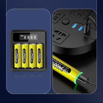 Pin Sạc Có Cổng TypeC USB AA 1.5v Doublepow 3400mWh Hỗ Trợ Sạc Trực Tiếp - Hàng Nhập Khẩu