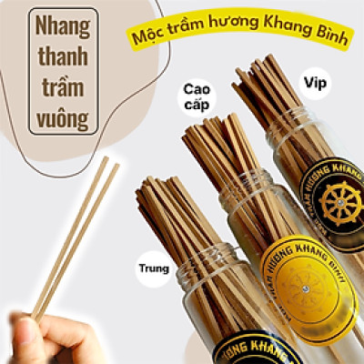 Khang Bình Combo 3 phân khúc Nhang thanh trầm hương dạng vuông dài 10cm ( 60 cây ) Trung - Cao cấp - Vip , trầm sạch tự nhiên Ít khói mùi thơm thanh ngọt dịu nhẹ