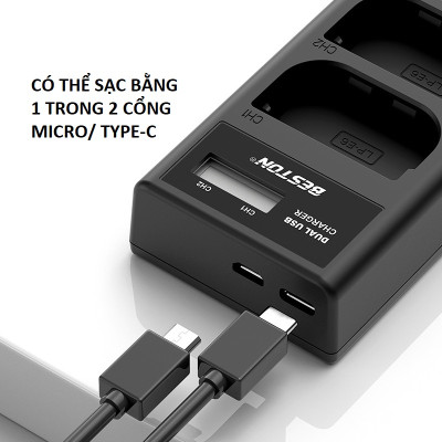 Bộ Pin LP-E6 2000mAh + Sạc Beston Dùng Cho Máy Ảnh Canon EOS 60D 70D 80D 90D 6D 7D 5D Mark IV 5DSR - Hàng nhập khẩu