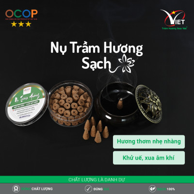 Nụ trầm hương sạch - Sao Việt - ít khói - cháy 12 phút - hương thơm thanh khiết dịu nhẹ, khử uế, thanh lọc