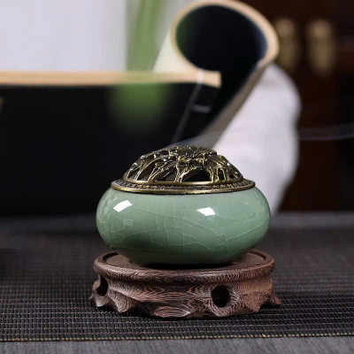 Lư Xông Đốt Trầm Hương Gốm Sứ Men Rạn Ngọc Chất Lượng Cao - HÀNG CHÍNH HÃNG MINIIN