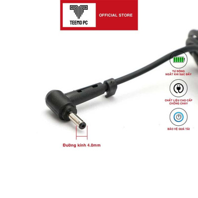 Sạc TeemoPC dùng Tương Thích Cho laptop Asus 65w 3.42a chân nhỏ 4.0mm kèm dây nguồn - Củ sạc hình vuông TESE Hàng Nhập Khẩu