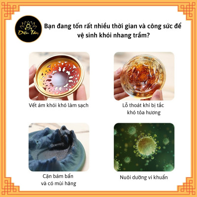 Dung dịch tẩy rửa khói nhang trầm hương, nước vệ sinh lư xông trầm đỉnh đồng thác khói đồ thờ cúng ban thờ, ban thần tài