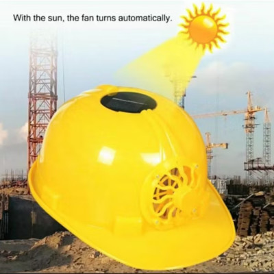 1 CÁI MŨ BẢO HỘ LAO ĐỘNG ĐỘI ĐẦU CÓ QUẠT GIÓ LÀM MÁT TRỰC TIẾP NĂNG LƯỢNG BẢO VỆ AN TOÀN CHO MỌI NGƯỜI