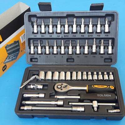 Bộ Tuýp + Vít 1/4 Inch 46 Món Tolsen 15138