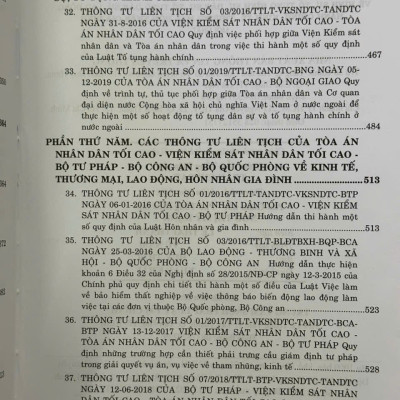 Các Thông Tư Liên Tịch Của Tòa Án Nhân Dân Tối Cao, VKSNDTC về Hình Sự, Tố Tụng Hình Sự, Dân Sự, Tố Tụng Dân Sự