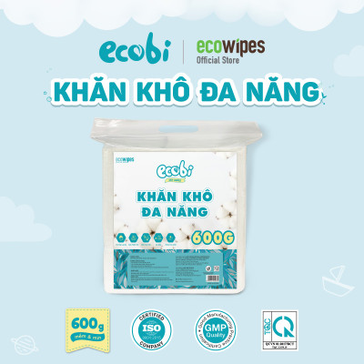 Combo 03 túi Khăn khô đa năng EcoWipes cho bé 600/900G không chất huỳnh quang không mùi không parabens