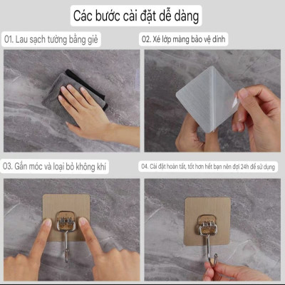 MÓC DÁN TƯỜNG INOX 304 DÁN CHẢI TREO DAO, THỚT, TREO ĐỒ DÙNG ĐA NĂNG SIÊU DÍNH
