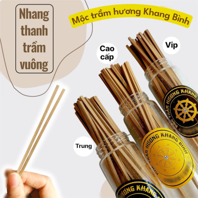 Khang Bình Nhang thanh trầm hương dạng vuông dài 10cm ( 60 cây ) trầm sạch tự nhiên Ít khói mùi thơm thanh ngọt dịu nhẹ