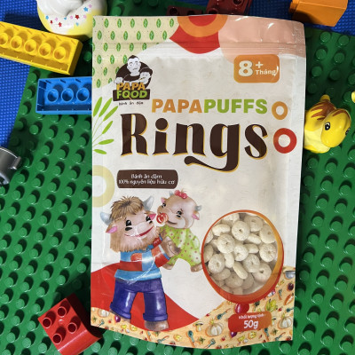 Bánh ăn dặm PAPAFOOD PAPAPUFFS RINGS - 100% Nguyên Liệu Hữu Cơ - Gói 50G