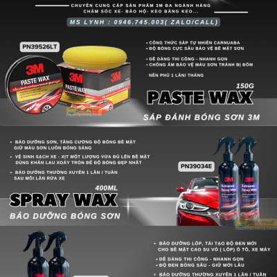 SÁP ĐÁNH BÓNG SƠN 3M PASTE  WAX  PN39526LT ( Dòng cao cấp)- 400ML NHẬP KHẨU THÁI LAN