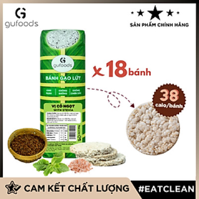 Bánh gạo lứt GUfoods vị Cỏ ngọt - Bao bì bánh tét xanh truyền thống - Không chiên dầu, Không đường, Lành mạnh, Phù hợp Eat clean, Ăn vặt healthy, Thực dưỡng, Tập gym, Thuần chay