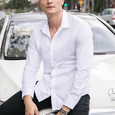 Áo Sơ Mi Andromeda Phom Ôm Cho Nam Tay Dài Kiểu Dáng Hàn Quốc Nhiều Màu