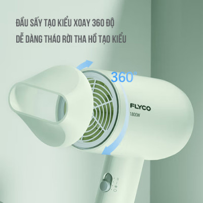 Máy Sấy Tóc Flyco FH1622VN (1800W) Chế Độ Sấy Lạnh Bảo Vệ Tóc - Hàng Chính Hãng
