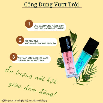 COMBO Xịt Khử Mùi DEORA CLEAR & AROMA 50ml, Khử Mùi Hôi Nách, Ngăn Tiết Mồ Hôi, Không Gây Ố Vàng Áo