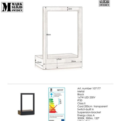 Đèn ngủ gắn tường trang trí Markslojd Pablo thiết kế hiện đại màu đen - Hàng chính hãng