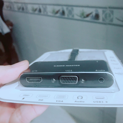 Hub Type-C ra Usb 3.0+Hdmi+Vga+Audio 5 in 1 KingMaster - hàng nhập khẩu