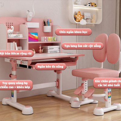 Bộ bàn ghế học sinh thông minh chống gù Juno Sofa đa năng cho bé trai, bé gái