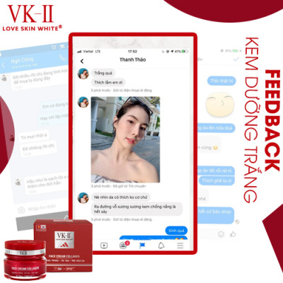 Kem dưỡng trắng, tái tạo và trẻ hóa da VK-II Love Skin White Face Cream Collagen 20g