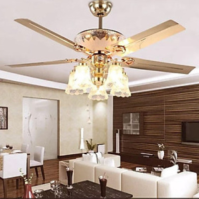 Quạt trần có đèn trang trí 5 đèn có điều khiển từ xa và hẹn giờ