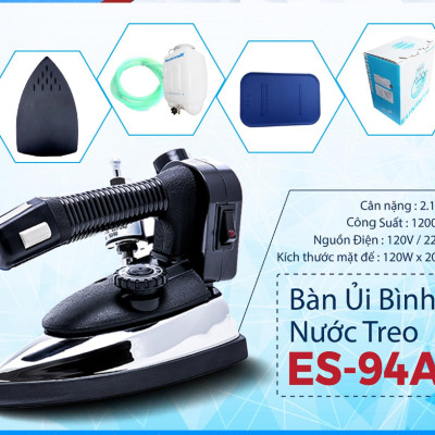 Bàn ủi hơi nước bình treo công nghiệp ES-94A Silver Star + Mặt nạ chống bóng vải - Hàng Chính Hãng