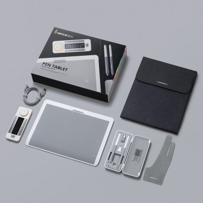 Bảng Vẽ Xencelabs Medium Medium Và Điều Khiển Quick Keys SE Trắng Wireless Cảm Ứng Nghiêng Kèm 2 Bút Stylus Và Túi Đựng Cao Cấp - Hàng Chính Hãng