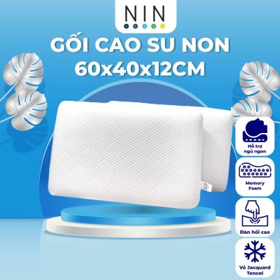 [MEMORY FOAM] Ruột gối cao su non hỗ trợ ngủ ngon NIN House 60x40x12cm cho người lớn, người già cao cấp
