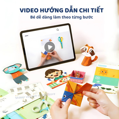 Đồ Chơi Cắt Dán Giấy Thủ Công 3 Cấp Độ cho bé mideer Level Up Let