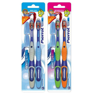 [ Mua 2 tặng 1 set kit ] Bộ đôi bàn chải đánh răng Pierrot Gold siêu mềm mịn