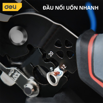 Kìm Bấm Dây Điện Đa Năng Deli - Kết hợp uốn, cắt, bấm, tách dây - Chất liệuThép Cao Cấp, Điều Chỉnh Lực Tuốt Dây Dễ Dàng