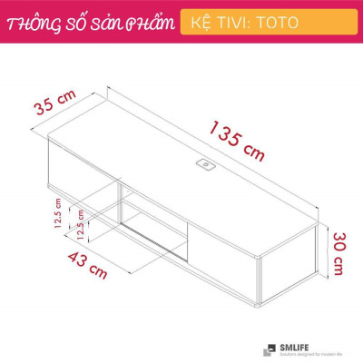 Kệ tivi phòng khách treo tường SMLIFE Toto