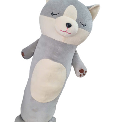 Gối ôm con cáo xám, mèo xám nhắm mắt siêu mềm đáng yêu (65cm) vải miniso mềm mịn êm ái hàng cao cấp