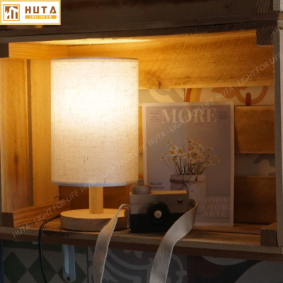 Đèn Ngủ Gỗ HUTA Light For Life G1 Chao Tròn Vintage Dễ Thương, Decor Trang Trí Phòng Ngủ, Điều Chỉnh Độ Sáng, Bóng Led Sáng Vàng Tiết Kiệm Điện