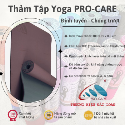 Thảm Yoga Cao Su Định Tuyến PRO-CARE Đài Loan Dày 6mm Siêu Bám Tay - Thảm Yoga Tiêu Chuẩn Phòng Tập