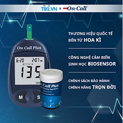 Máy Đo Đường Huyết On Call Plus Kèm Hộp 25 Que Thử Đường Huyết On Call Plus