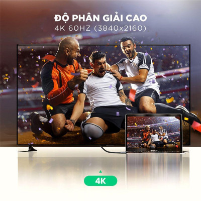 Ugreen UG70325HD136TK 3M 2.0 4K 60Hz 18Gbps màu đen Cáp HDMI chống nhiễu độ phân giải Cao - HÀNG CHÍNH HÃNG