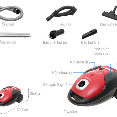 Máy Hút Bụi Panasonic MC-CJ911RN49 công suất 1900W, dung tích 6L, sản xuất tại Nhật Bản- Hàng chính hãng