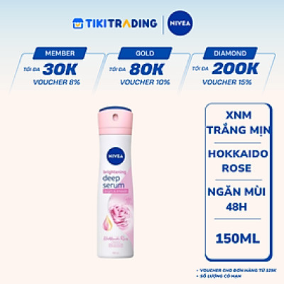 Xịt Ngăn Mùi NIVEA Serum Sáng Mịn Hương Hoa Hồng Hokkaido (150 ml) - 85304
