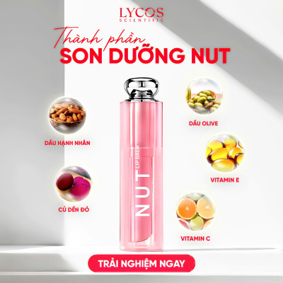 SON NUT LYCOS có màu - Son Dưỡng Môi Lycos căng mọng, dưỡng ẩm, mờ thâm, cải thiện nứt nẻ. 10g